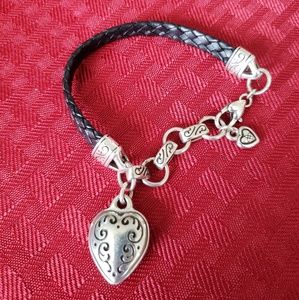 Silver and leather bracelet